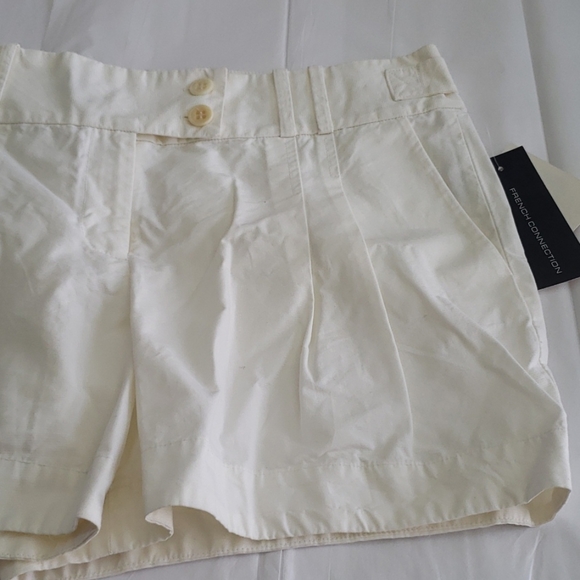 Anthropologie Pants - French Connection NEW Pleated Cotton Shorts White